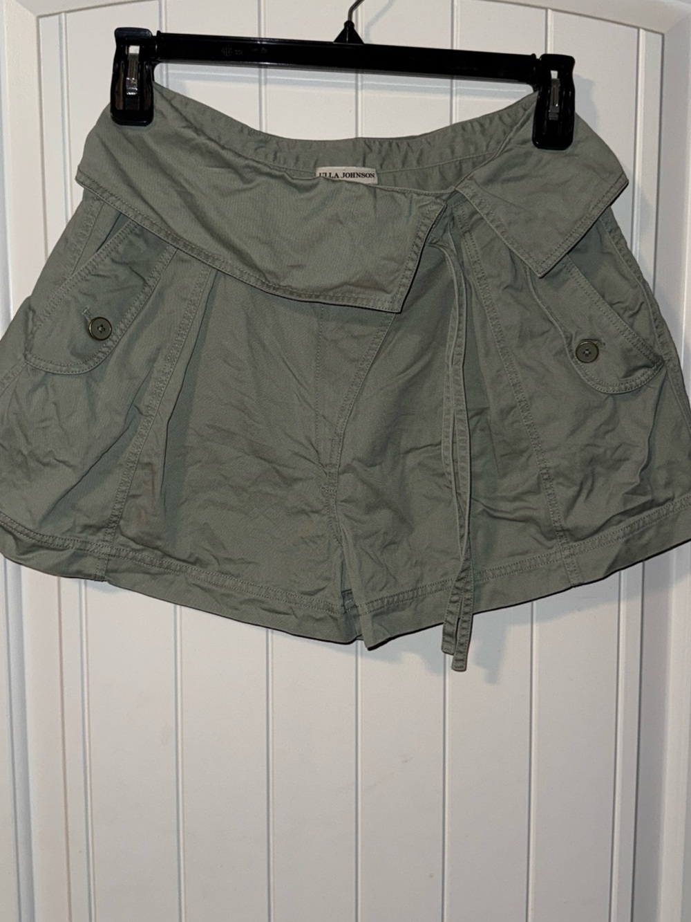 Ulla Johnson Olive Tie-Waist Utility designer Military inspired shorts Wms Sz 6